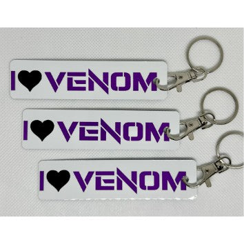 Schlüsselanhänger "I love Venom" Aluminium weiß