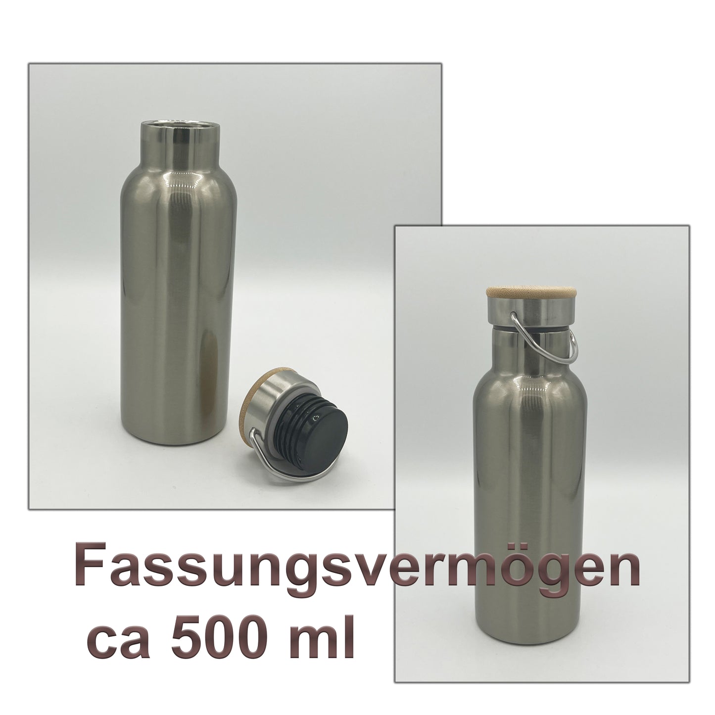 Trinkflasche mit Bambusdeckel Edelstahl "Ballettschule"