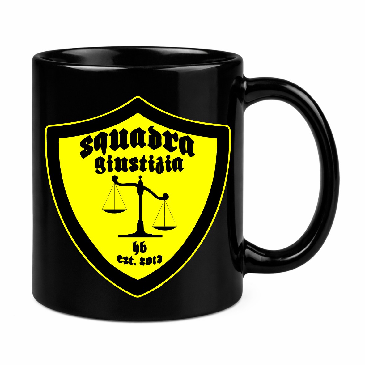 Schwarze Tasse Squadra Giustizia
