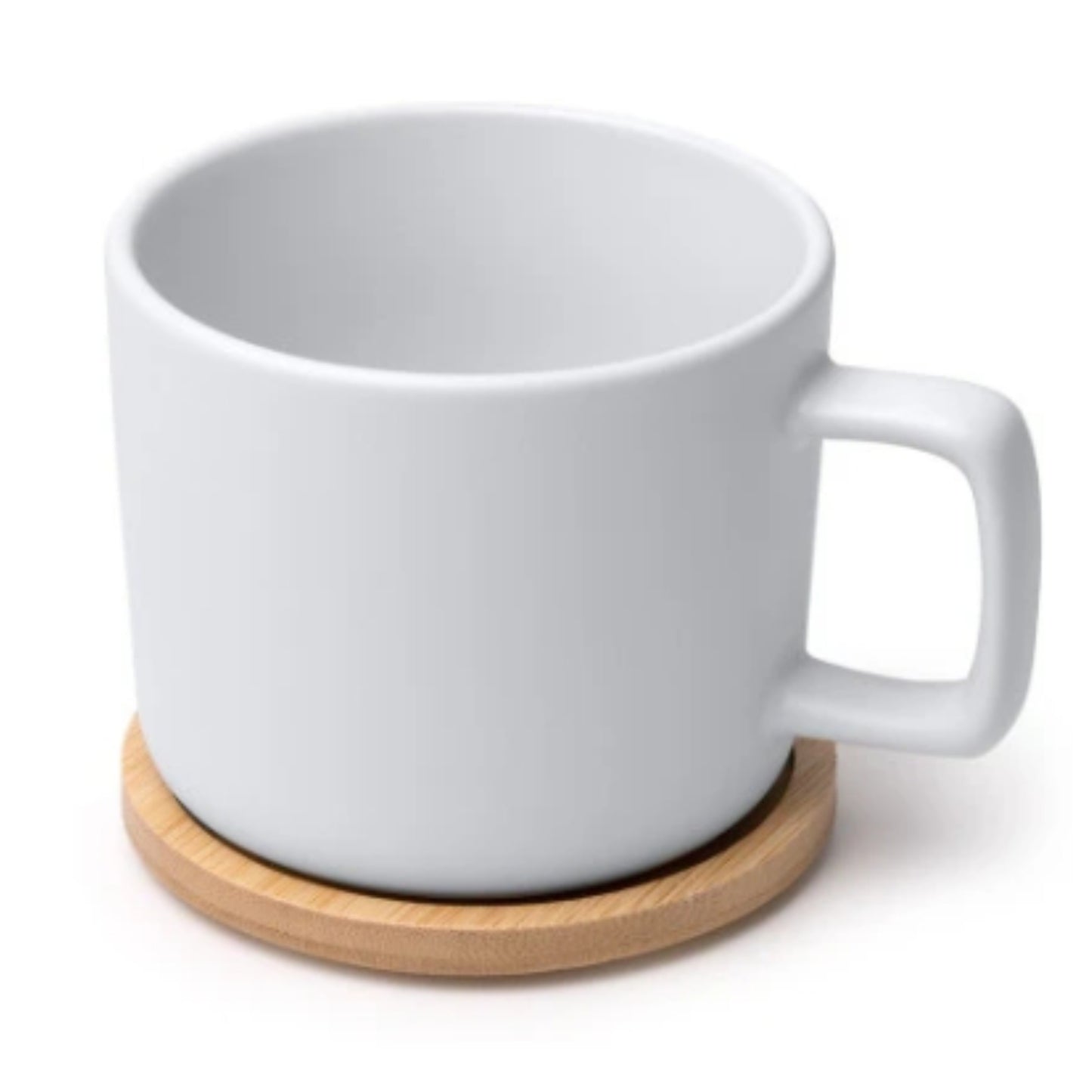 Matte Sublimationstasse MOLOK mit Bambusdeckel, weiß