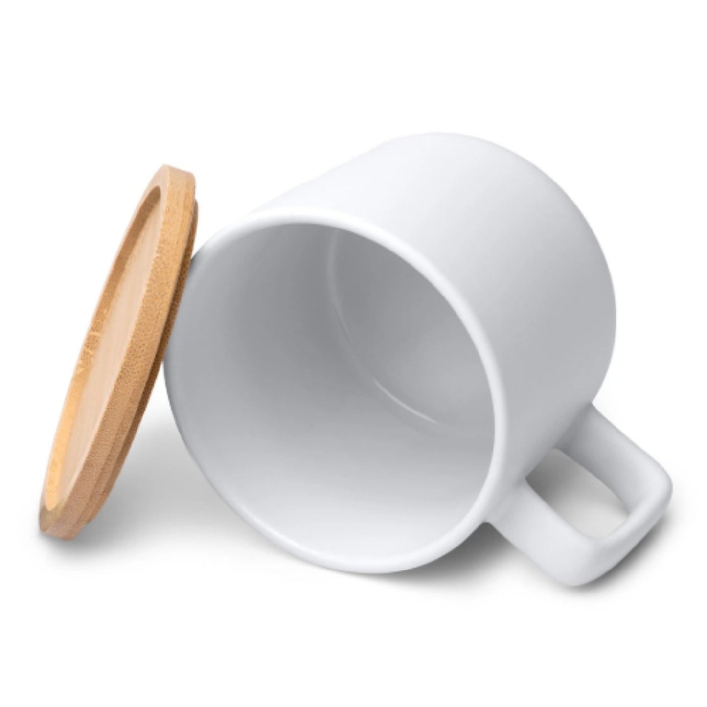Matte Sublimationstasse MOLOK mit Bambusdeckel, weiß
