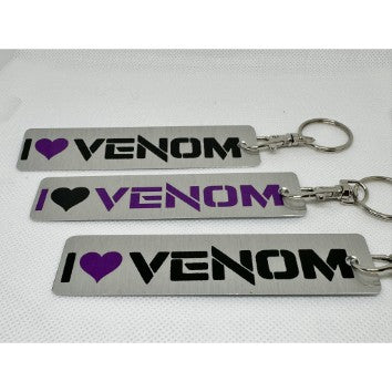 Schlüsselanhänger "I love Venom" Aluminium edelstahlfarbig
