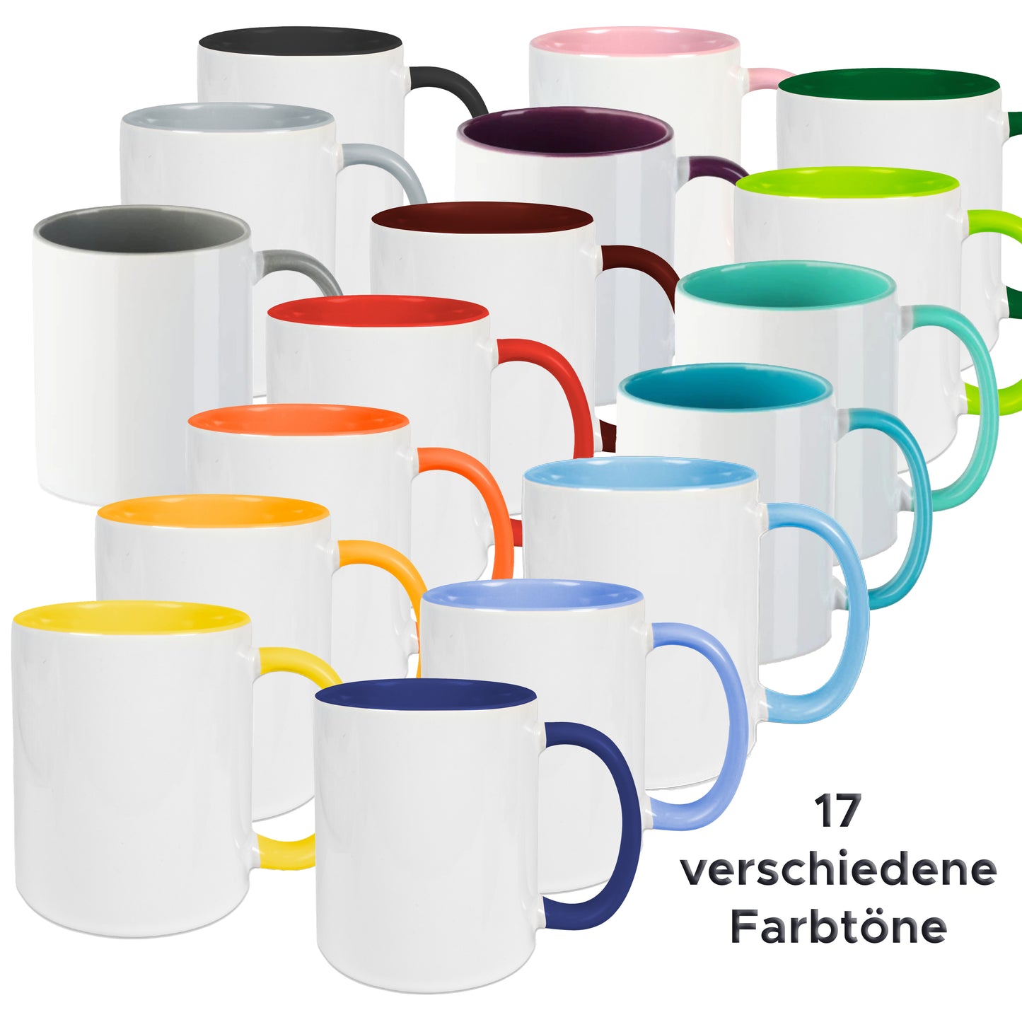 Sublimationstasse Two Tones -  Innenseite und Henkel in 17 Farbtönen, ORCA®-Beschichtung