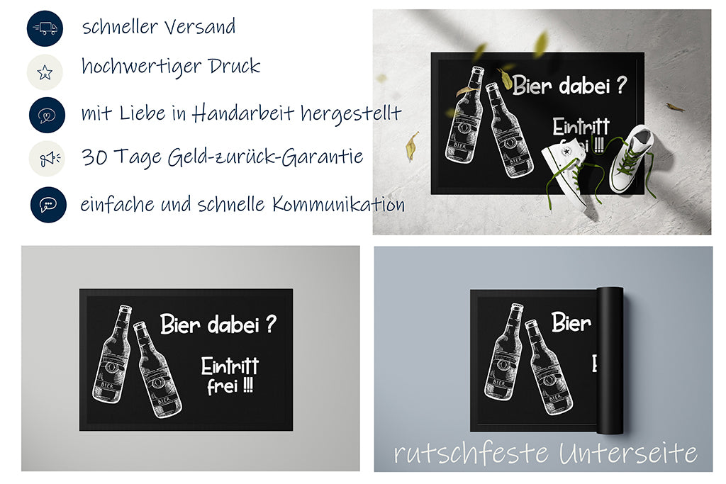 Fussmatte "Bier dabei" in zwei Größen