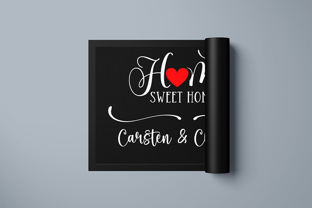 Fussmatte "Home sweet home" in zwei Größenmit Herz personalisierbar