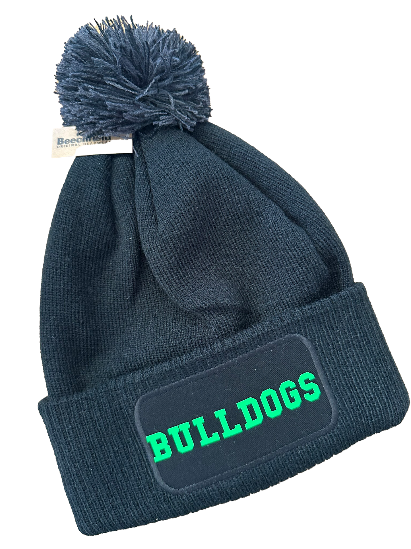 Bommelmütze - Bulldogs Schriftzug neongrün