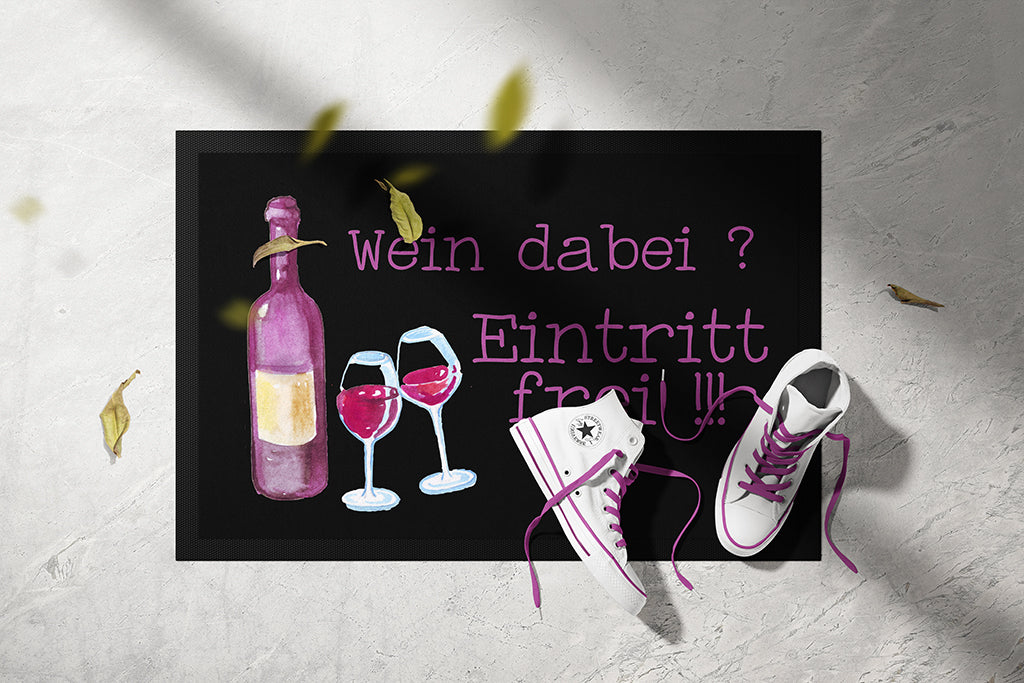 Fussmatte "Wein dabei" in zwei Größen