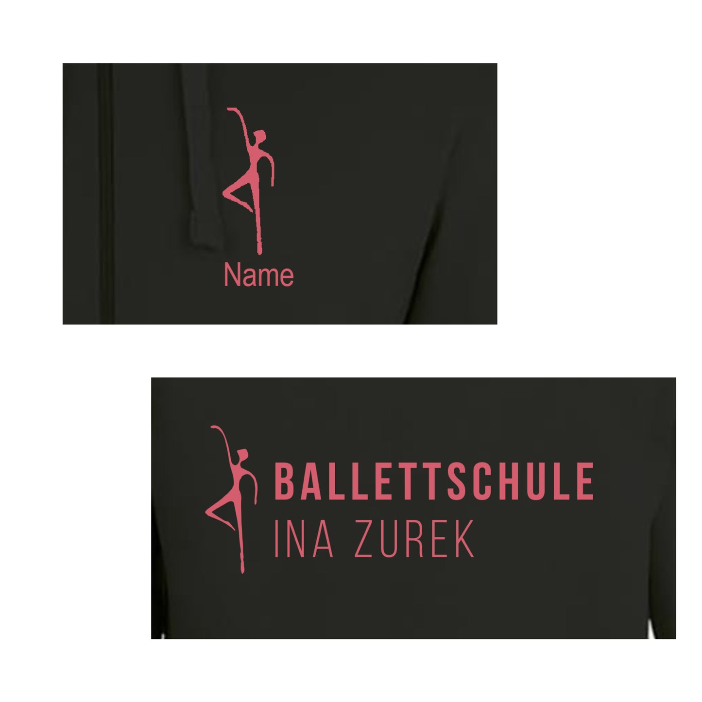 Sweatshirt-Jacke Kids "Ballettschule" schwarz mit rosanem Druck
