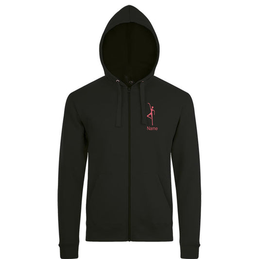 Sweatshirt-Jacke  "Ballettschule" schwarz mit rosanem Druck
