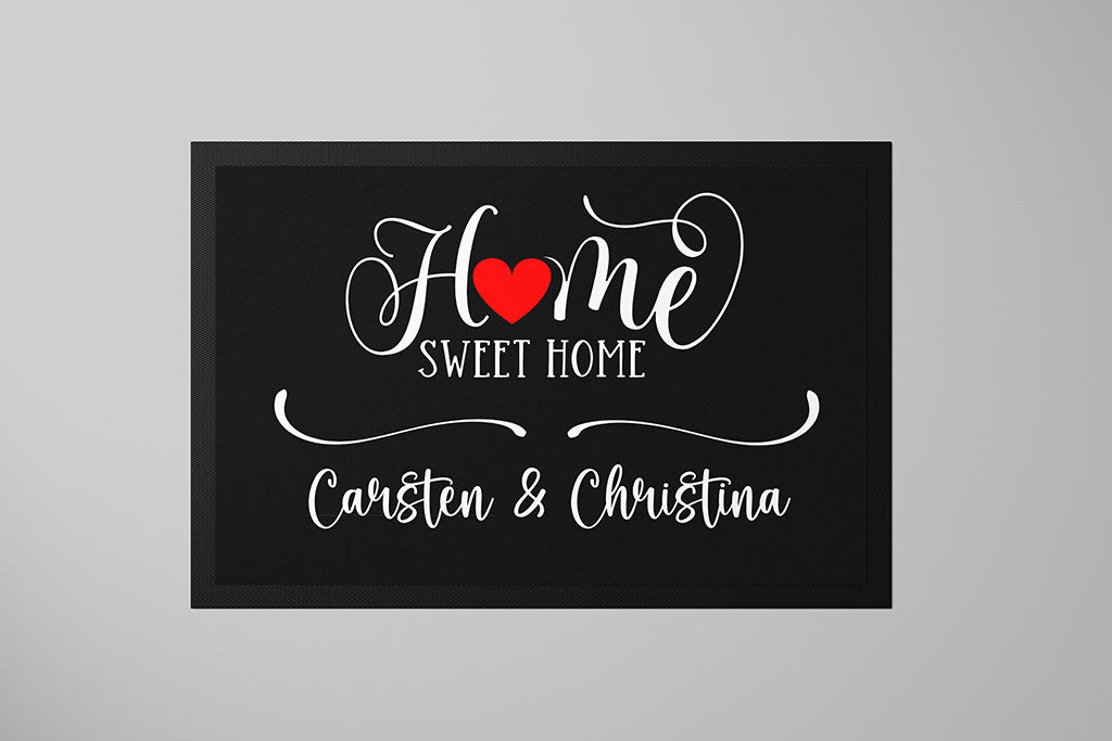 Fussmatte "Home sweet home" in zwei Größenmit Herz personalisierbar