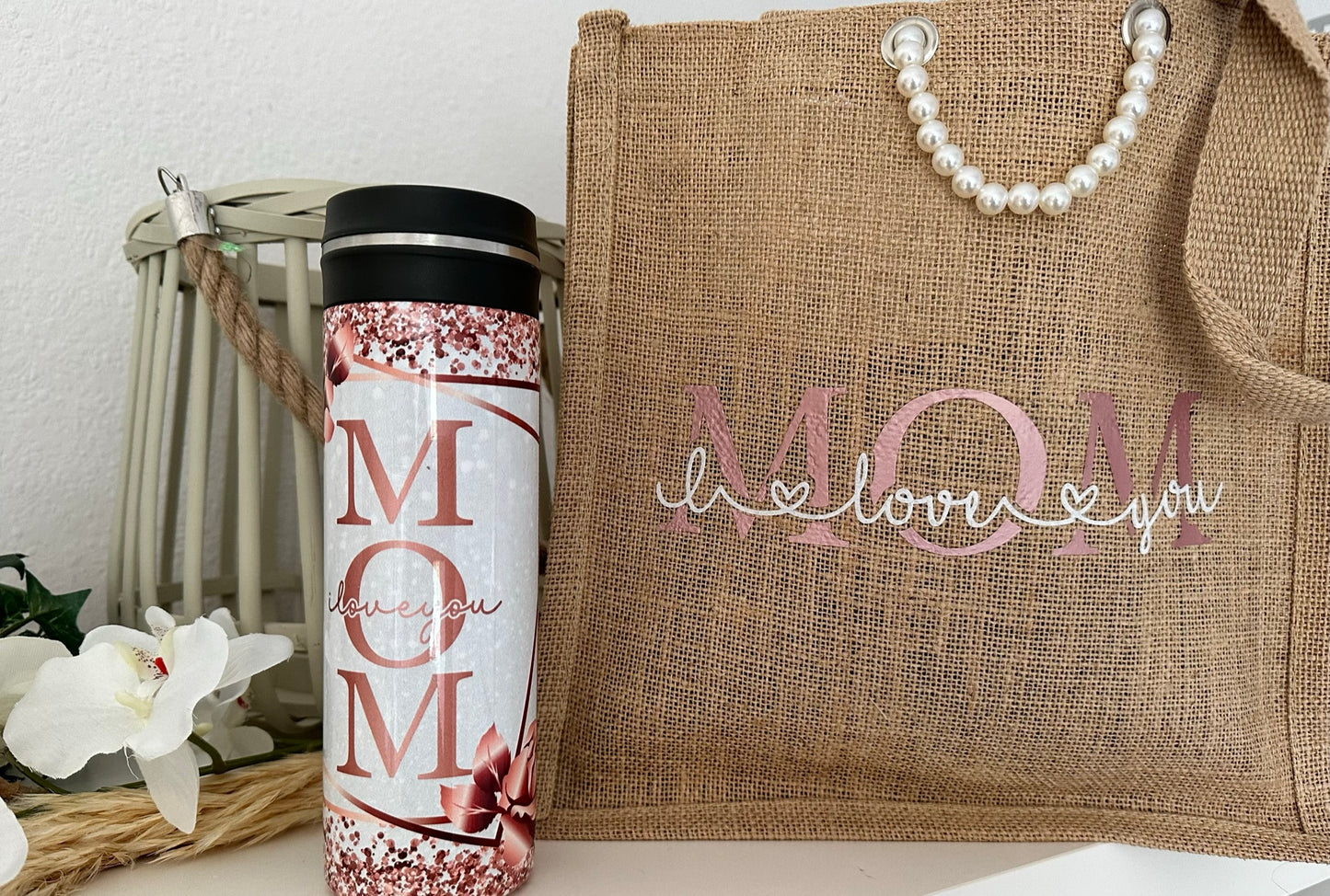 Edelstahl Thermosflasche Mom rosegold