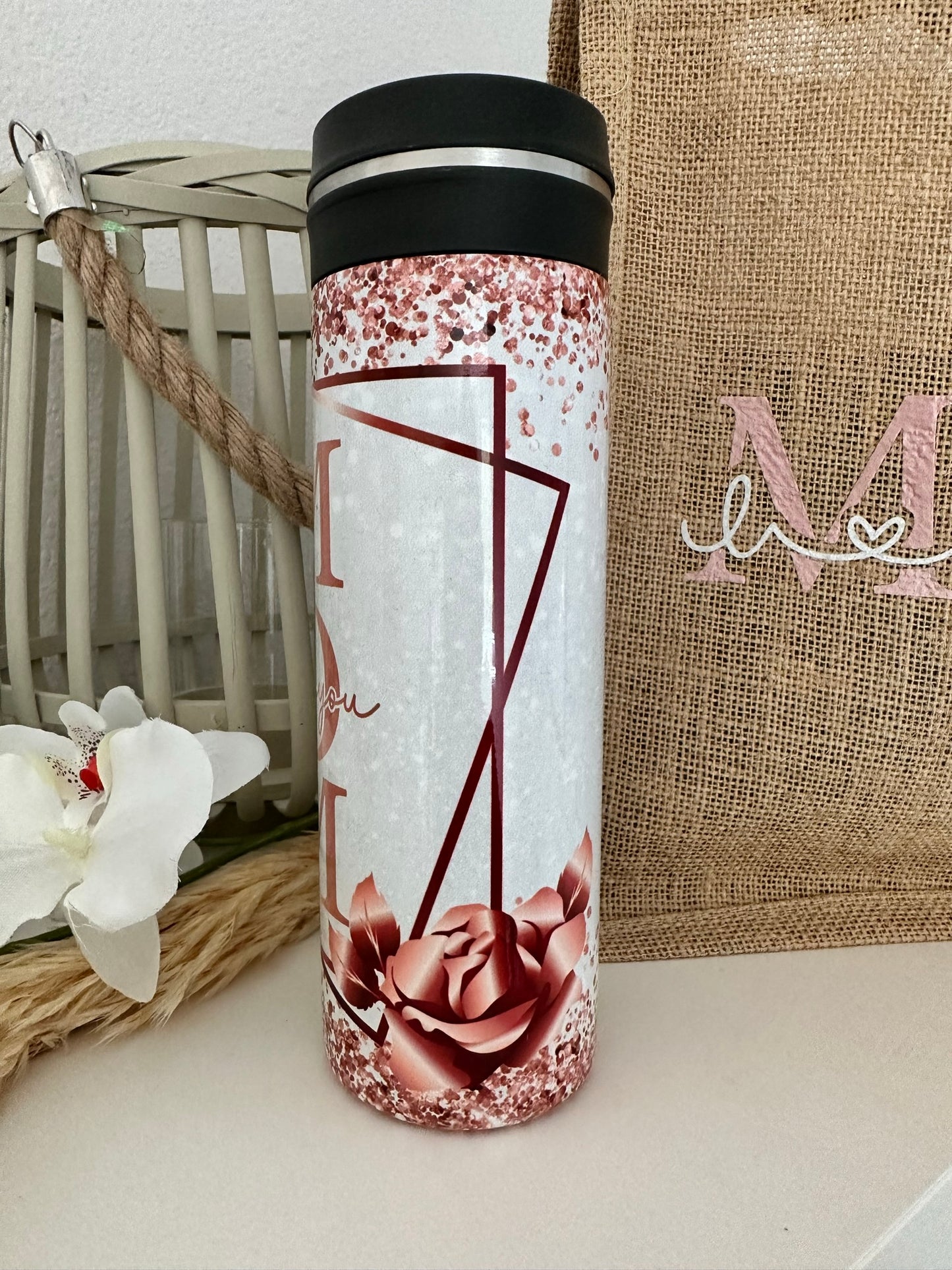 Edelstahl Thermosflasche Mom rosegold