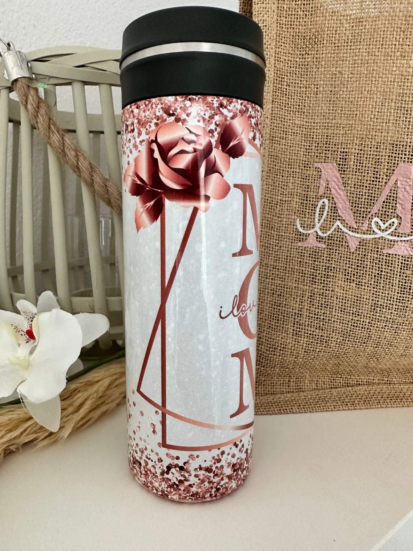 Edelstahl Thermosflasche Mom rosegold