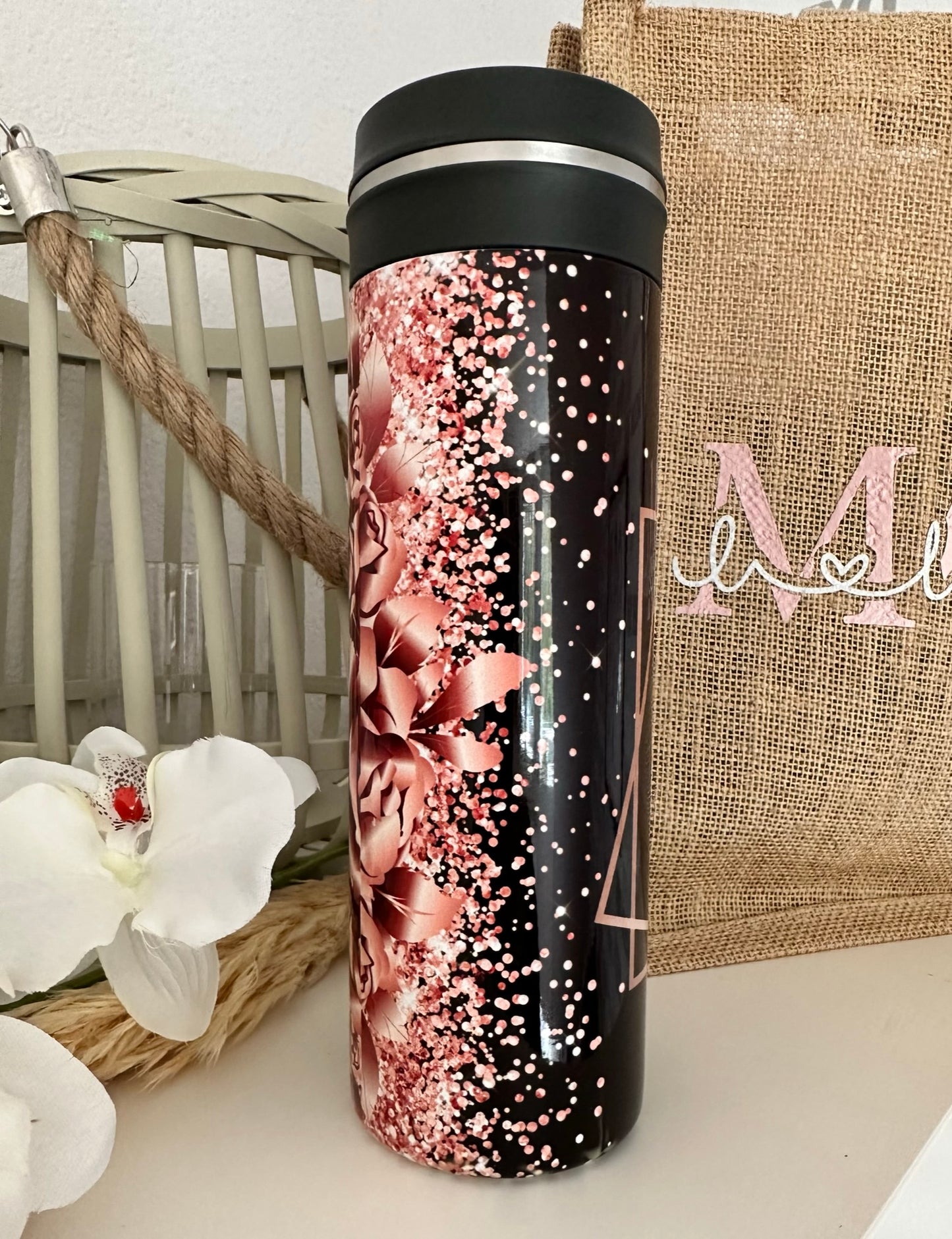 Edelstahl Thermosflasche Mama black