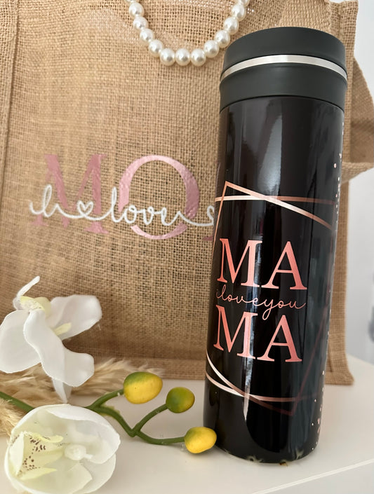 Edelstahl Thermosflasche Mama black