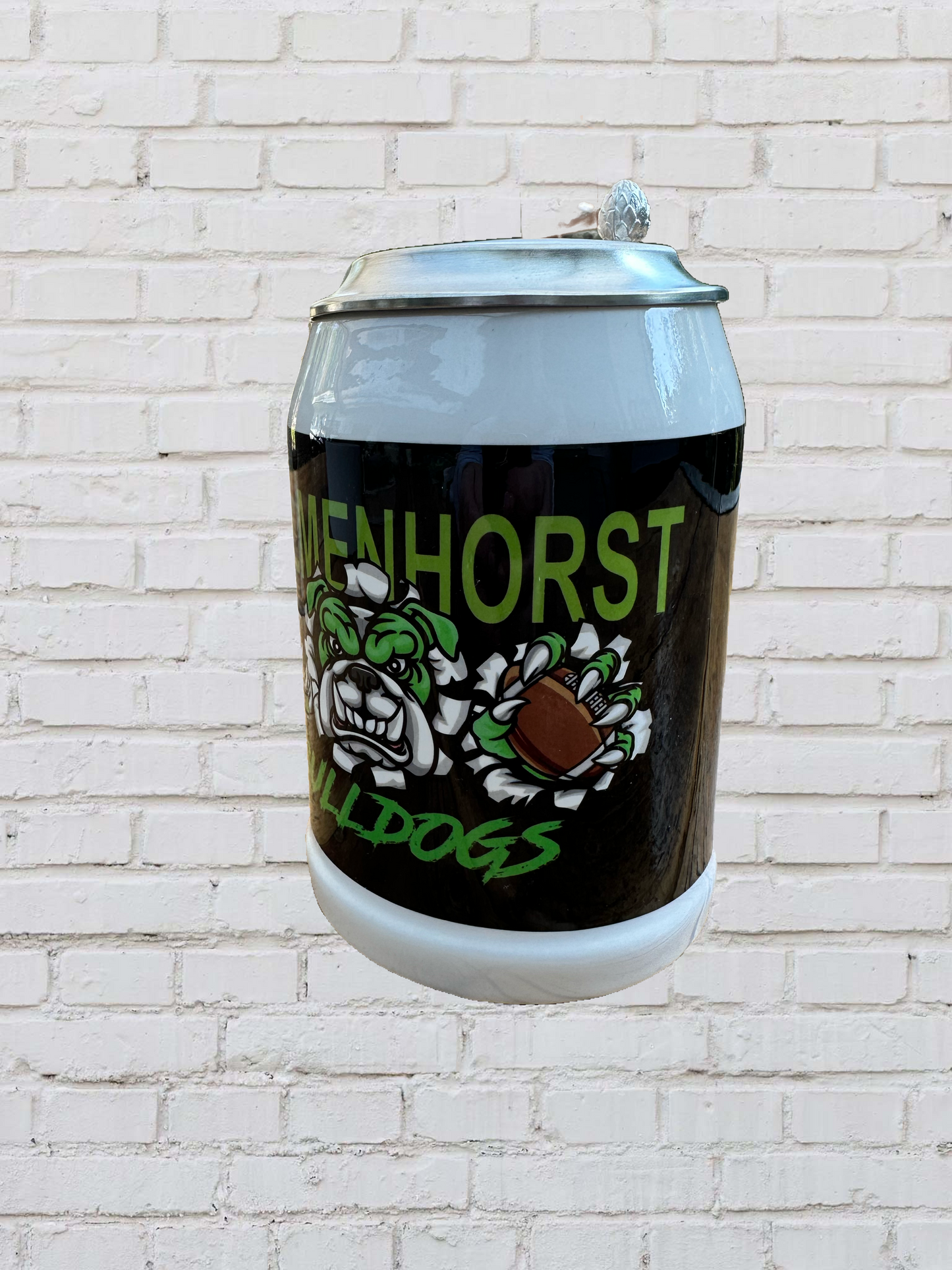 Bulldogs Bierkrug mit Zinndeckel